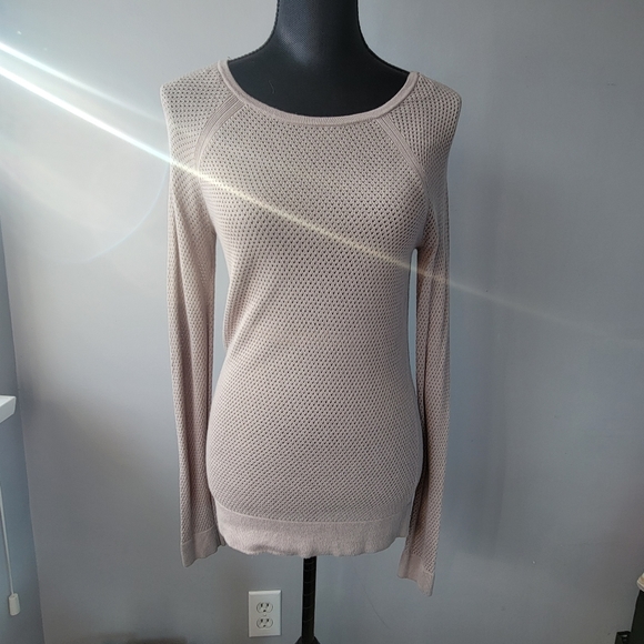Kismet Taupe Mesh Knit Long-sleeve Top size S - Picture 3 of 11